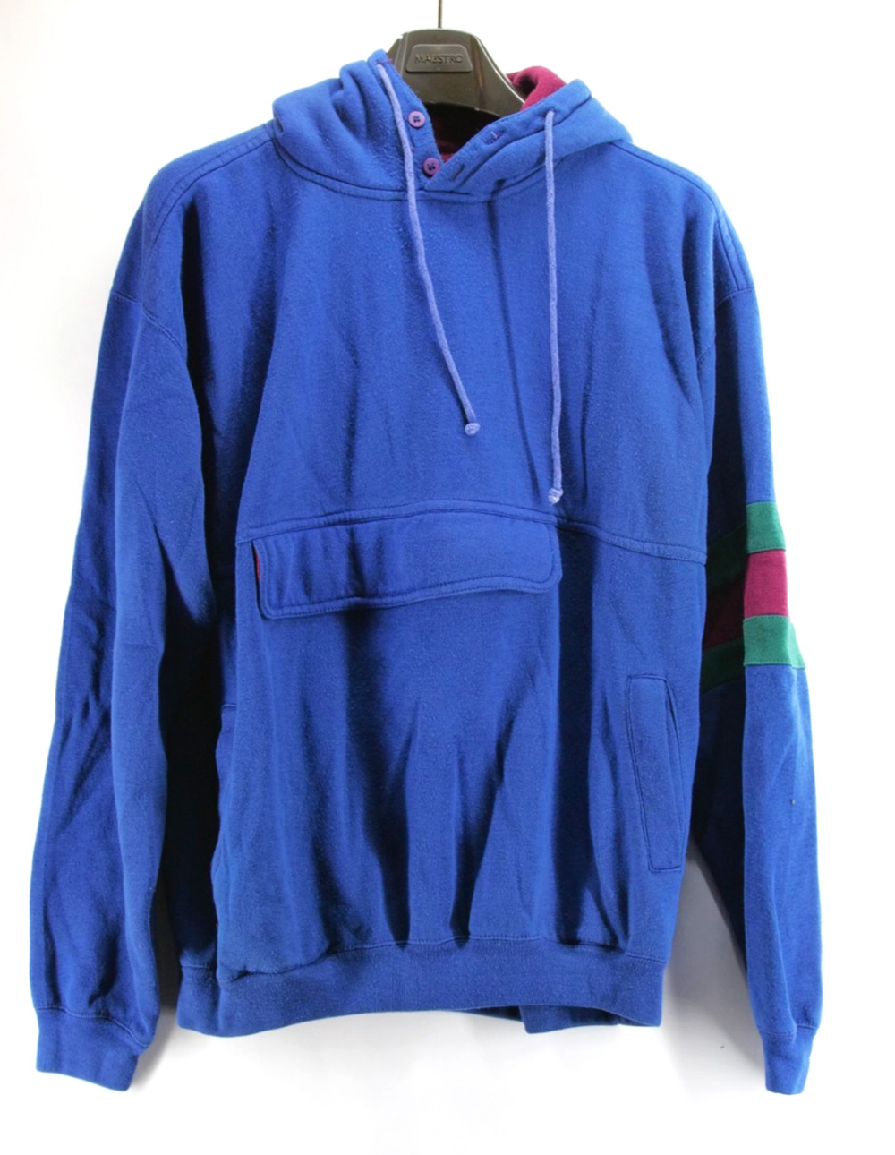 Vintage Champion Hoodie Mens XL Y2K 90s Style Hidden Zipper Pocket Arm Band Blue